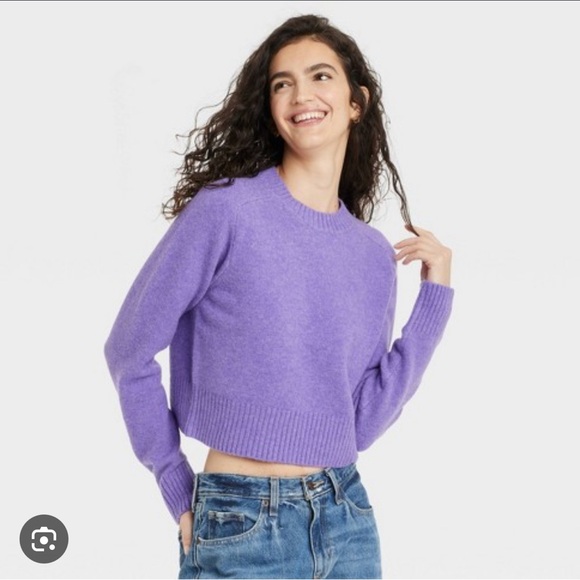 Universal Threads Purple Pull Over Cropped Sweater - Picture 1 of 6